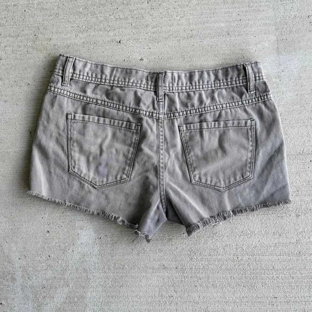 Free People FP Denim Grey Cut Off Shorts Women's Size 28 Button Fly Frayed Hem